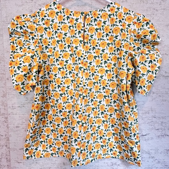 TCEC Floral Print Puff Shoulder Blouse Sz L Summer Cottagecore Vacation Boho - Picture 9 of 16